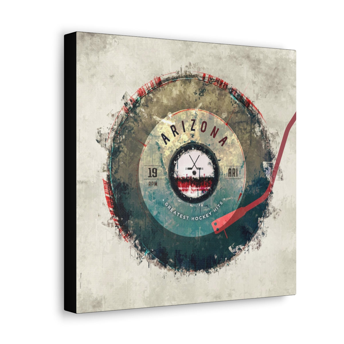 Arizona Coyotes Hockey Puck Turntable Canvas Art