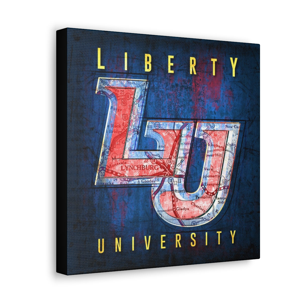 Liberty University Vintage Canvas Map