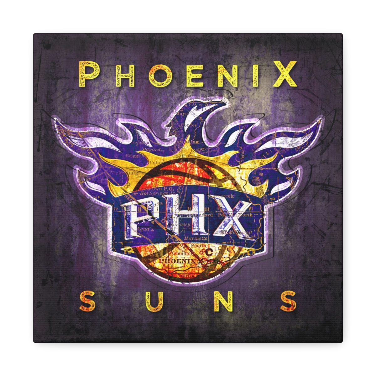 Phoenix Suns Vintage Canvas Map