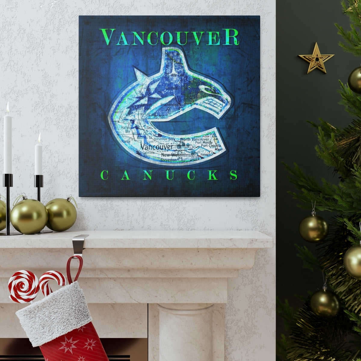 Vancouver Canucks Vintage Canvas Map