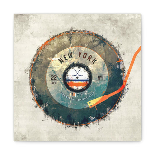 New York Islanders Hockey Puck Turntable Canvas Art