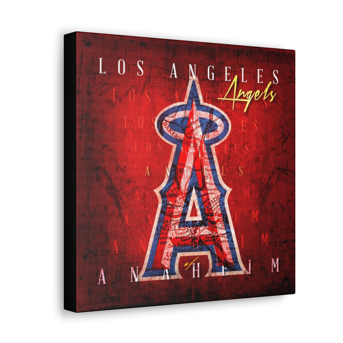 Los Angeles Angels of Anaheim Vintage Canvas Map