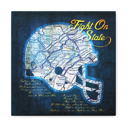 Penn State Nittany Lions Vintage Canvas Map | Fight Song Lyrics