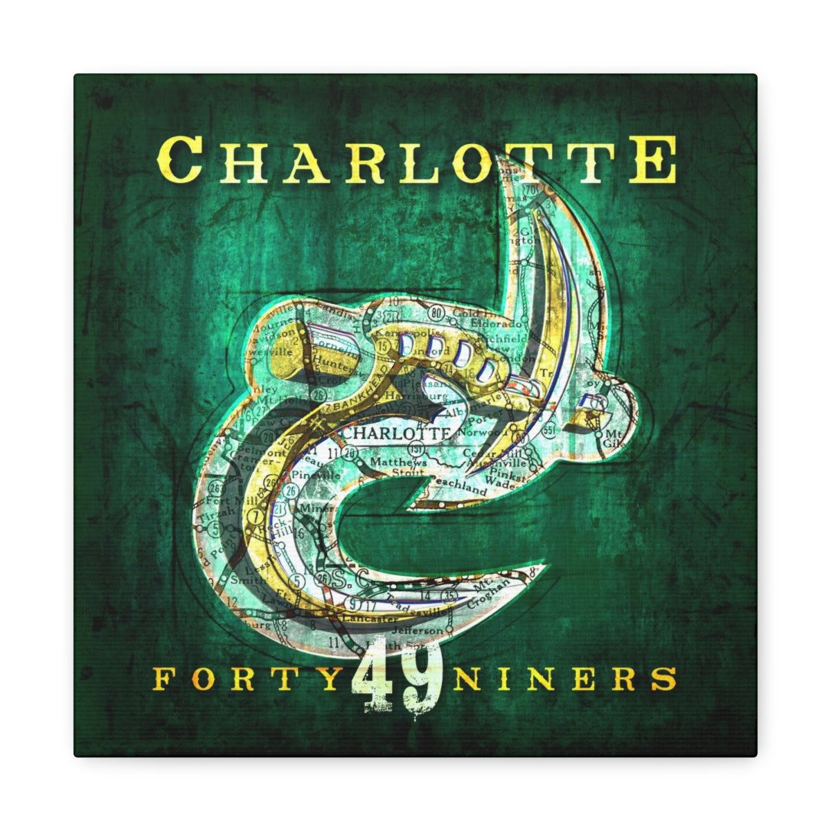 Charlotte 49ers Vintage Canvas Map