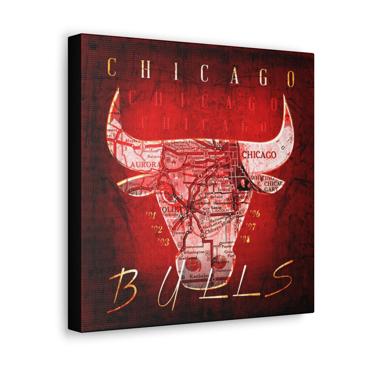 Chicago Bulls Vintage Canvas Map