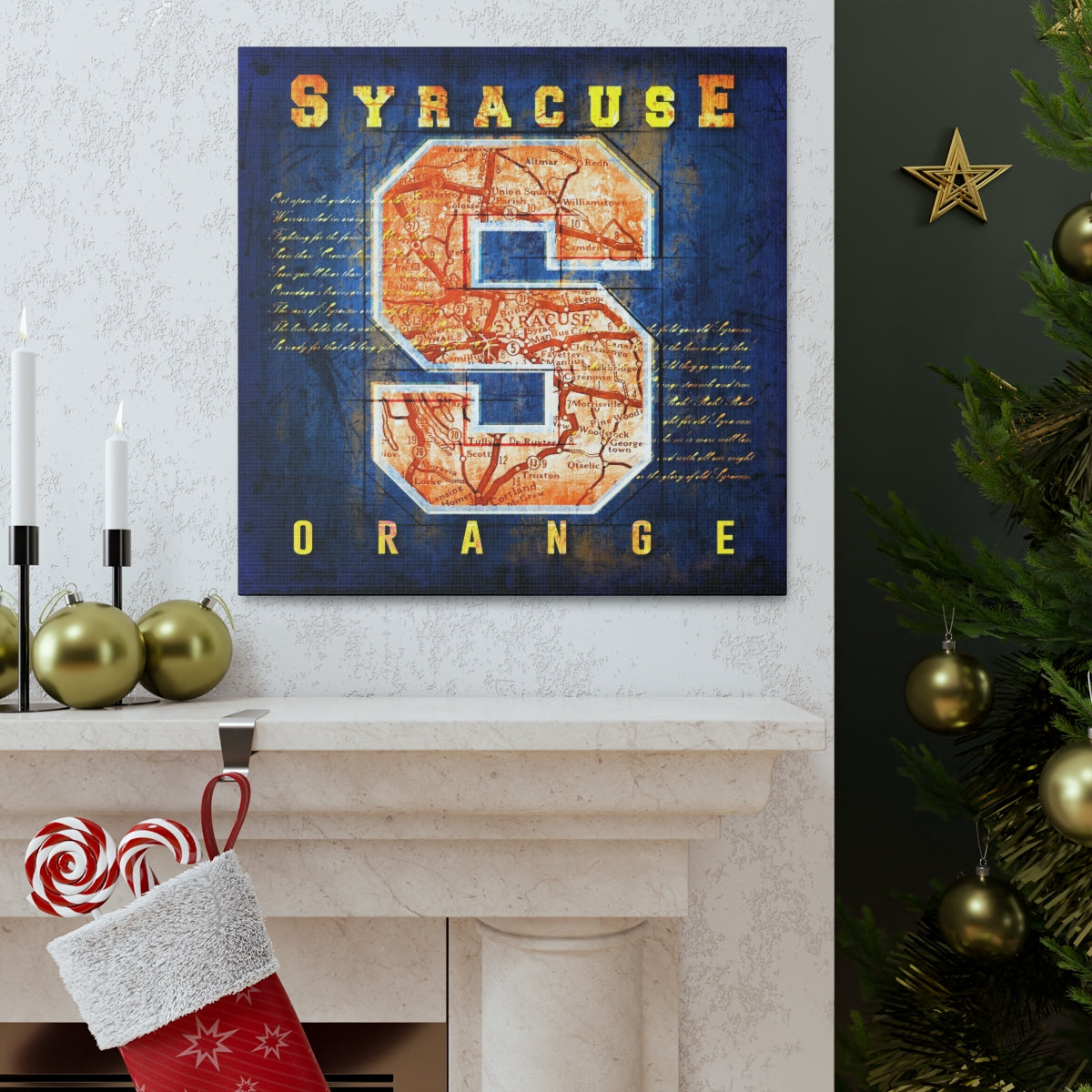 Syracuse Orange Vintage Canvas Map | Fight Song Lyrics