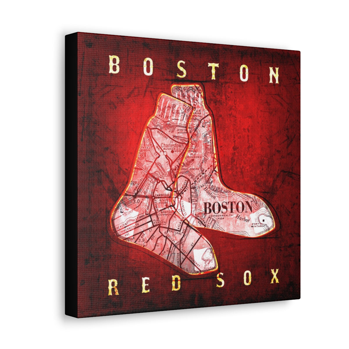 Boston Red Sox Vintage Canvas Map