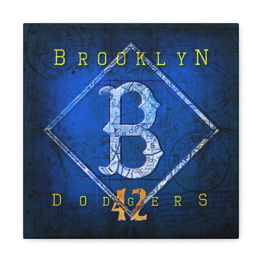 Brooklyn Dodgers Vintage Canvas Map | Throwback Jackie Robinson