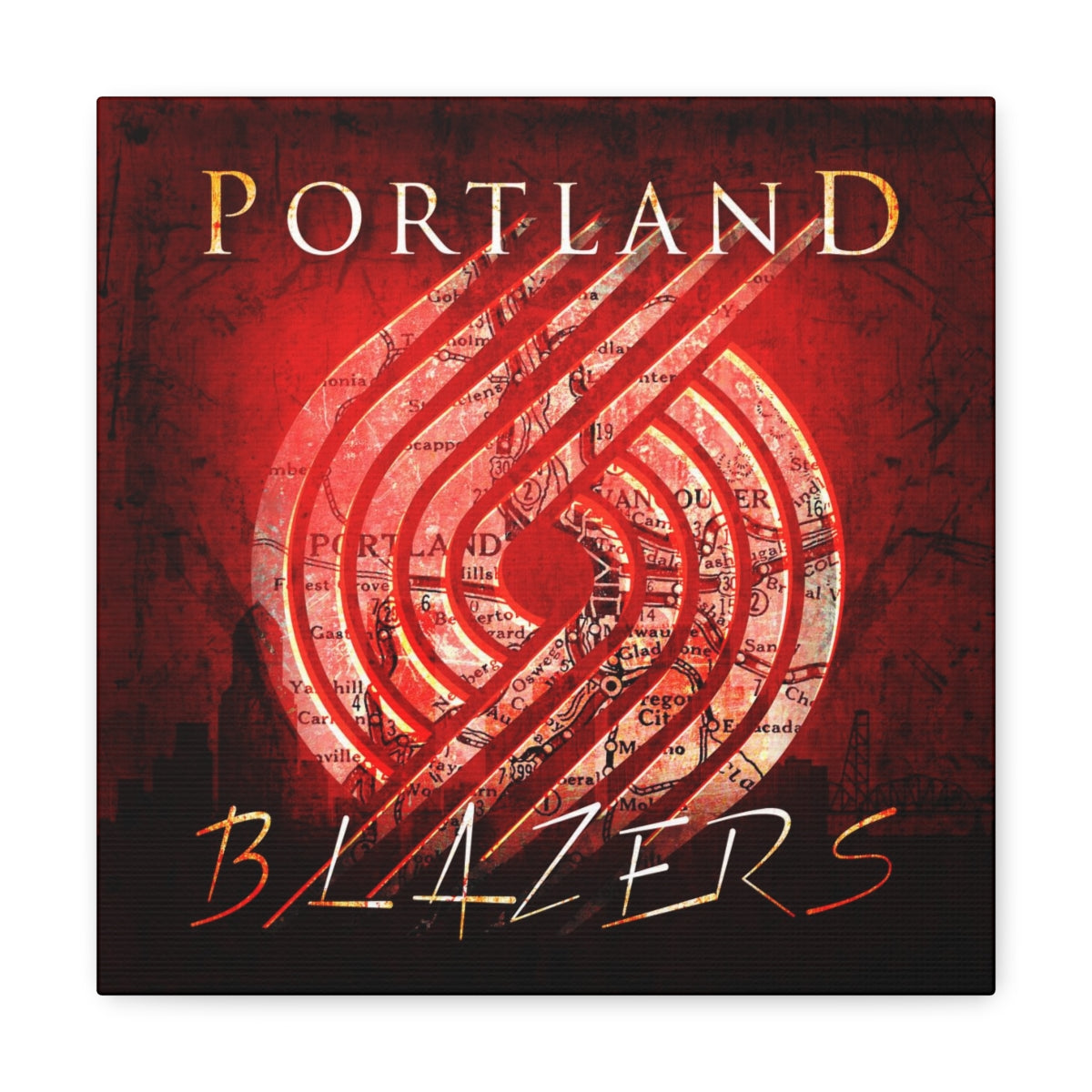 Portland Trail Blazers Vintage Canvas Map