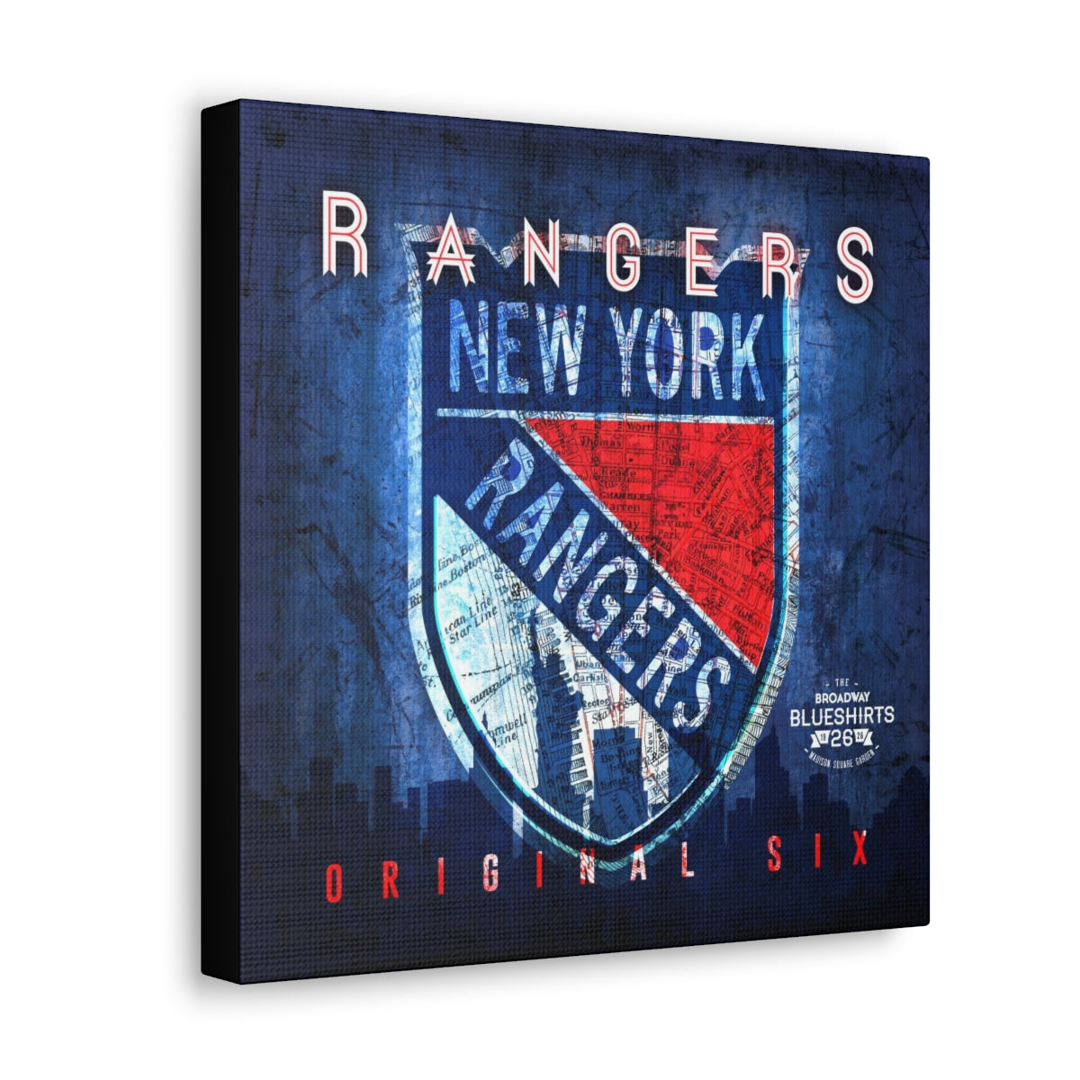 New York Rangers Vintage Canvas Map