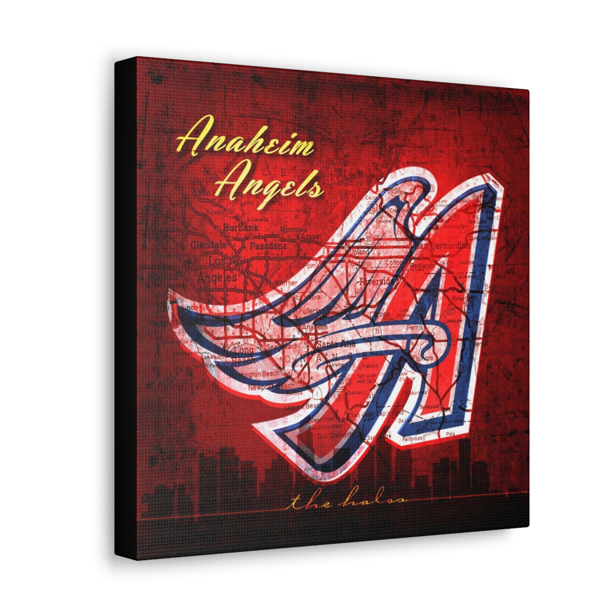 Anaheim Angels Vintage Canvas Map | Throwback Angel Wings