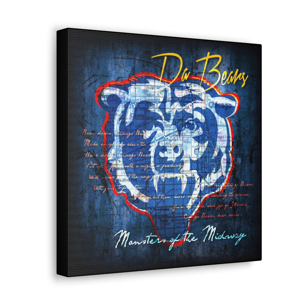 chicago bears monsters of the midway poster Chicago Bears Vintage Canvas Map