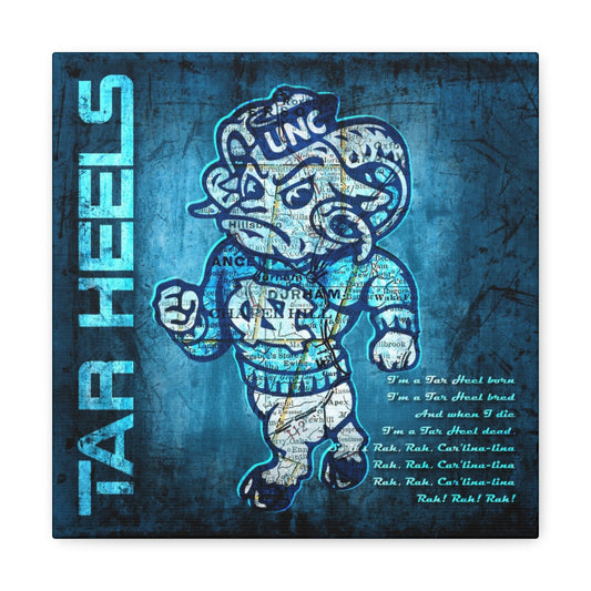 North Carolina Tar Heels Vintage Canvas Map | Fight Song Lyrics