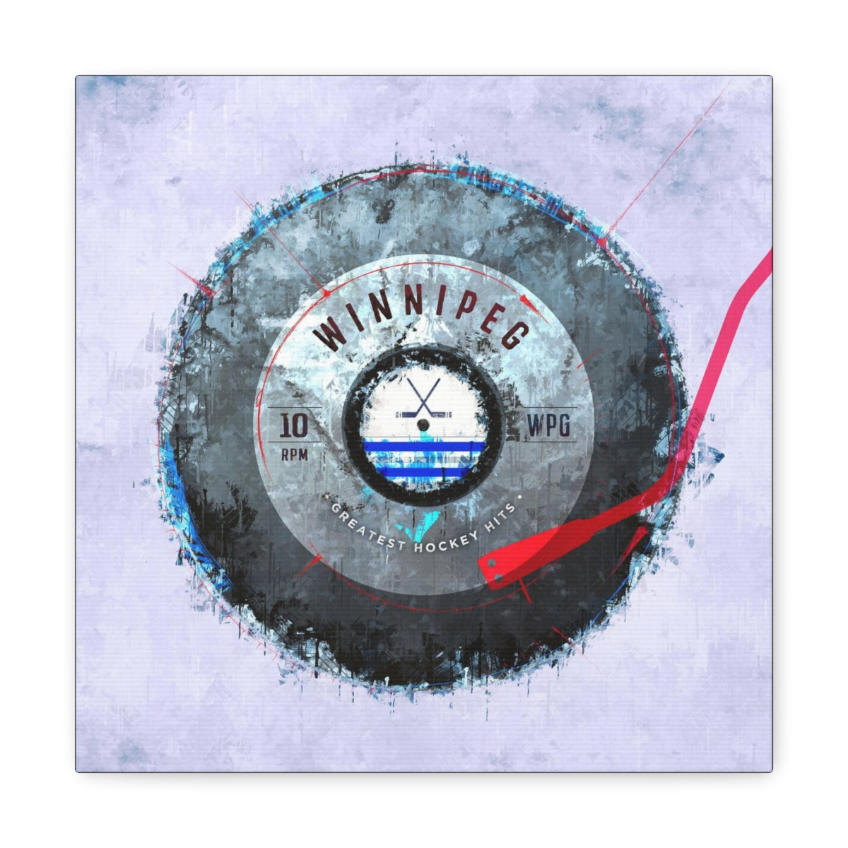 Winnipeg Jets Hockey Puck Turntable Canvas Art