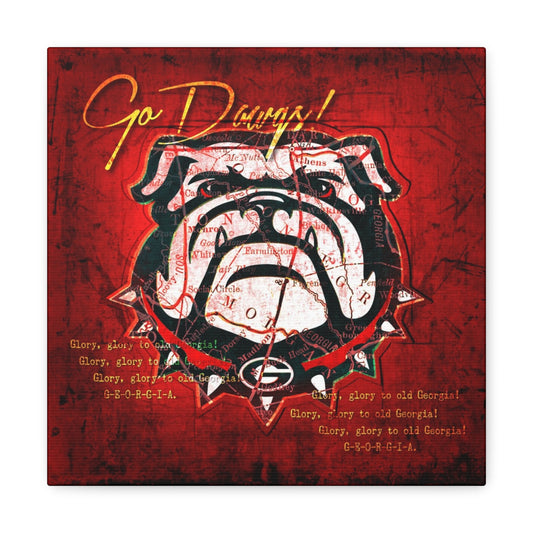 Georgia Bulldogs Vintage Canvas Map | Fight Song Lyrics