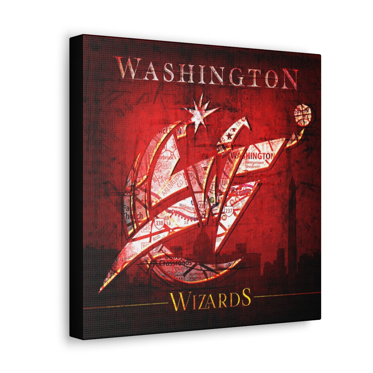 Washington Wizards Vintage Canvas Map