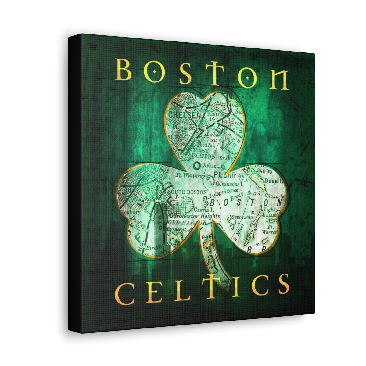 Boston Celtics Vintage Canvas Map