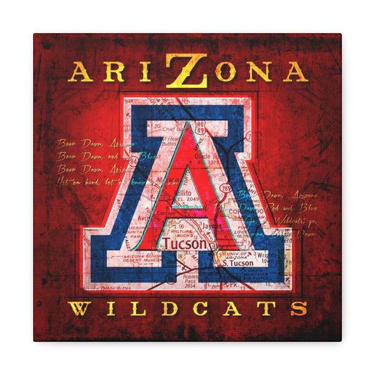Arizona Wildcats Vintage Canvas Map | Fight Song Lyrics