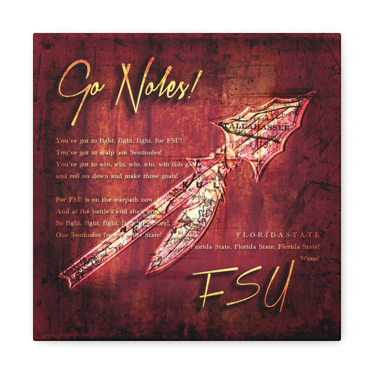 Florida State Seminoles Vintage Canvas Map | Fight Song Lyrics