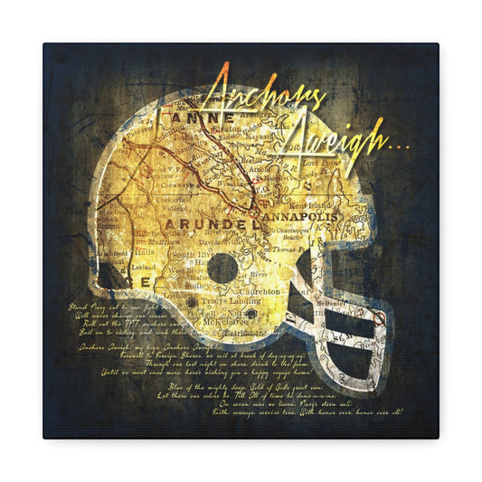 Navy Midshipmen Vintage Canvas Map | Fight Song Lyrics