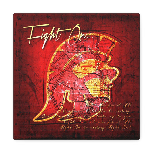 USC Trojans Vintage Canvas Map | Fight Song Lyrics