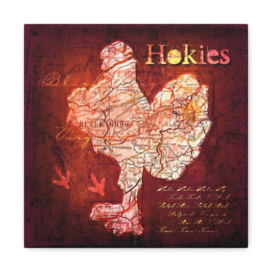 Virginia Tech Hokies Vintage Canvas Map | Fight Song Lyrics