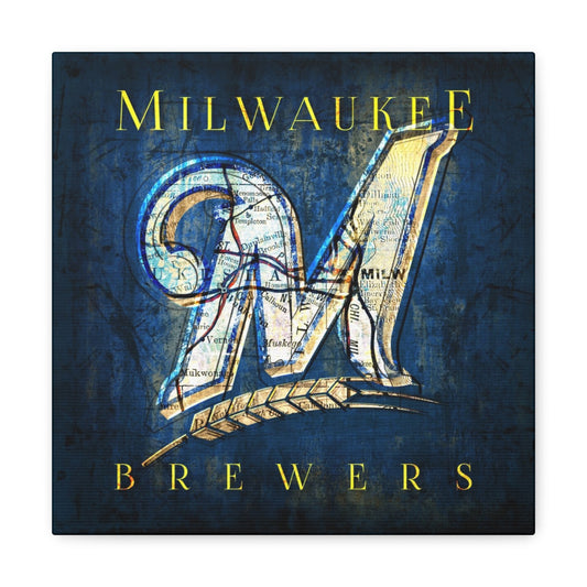 Milwaukee Brewers Vintage Canvas Map