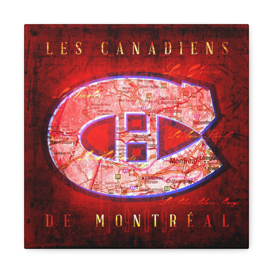 Montreal Canadiens Vintage Canvas Map