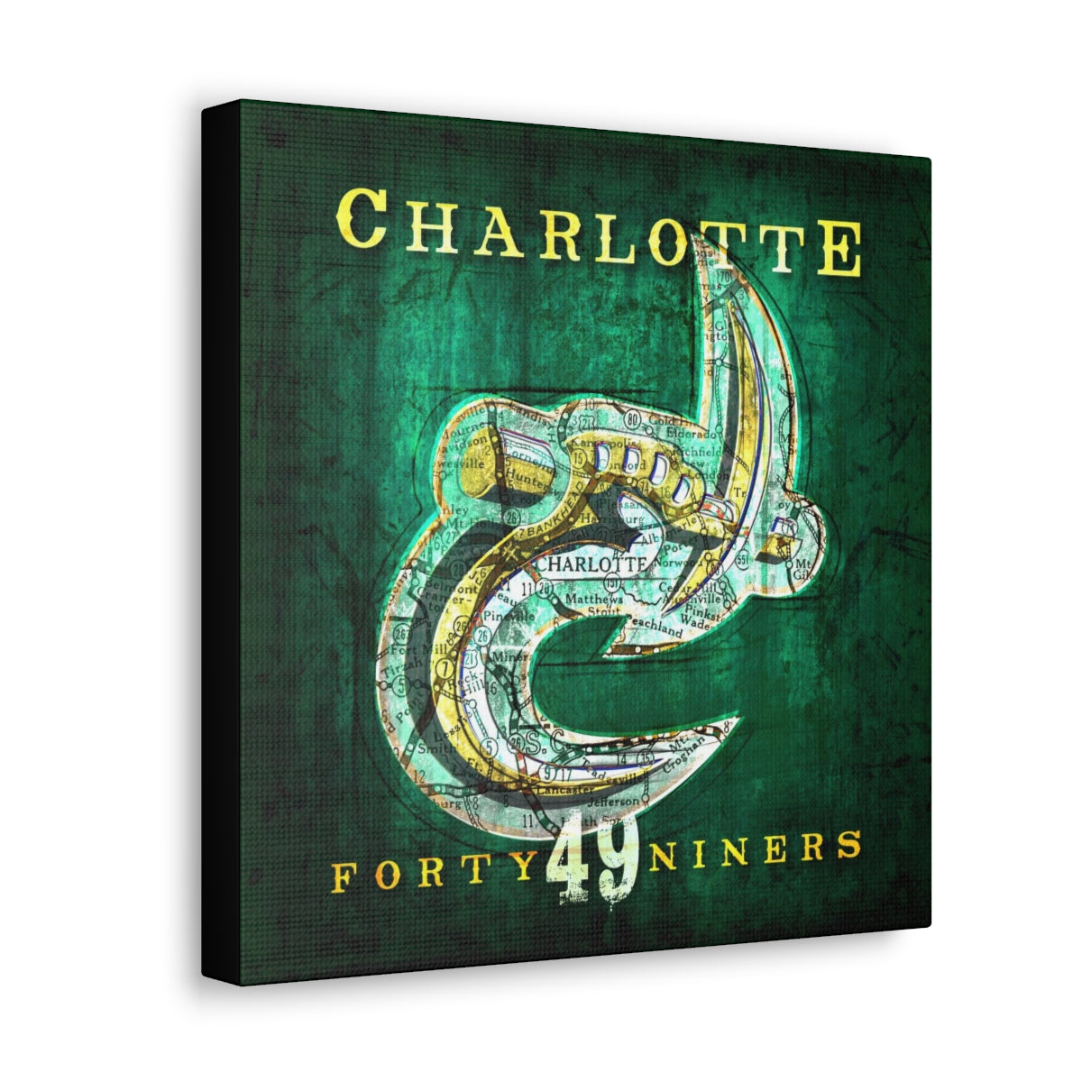 Charlotte 49ers Vintage Canvas Map