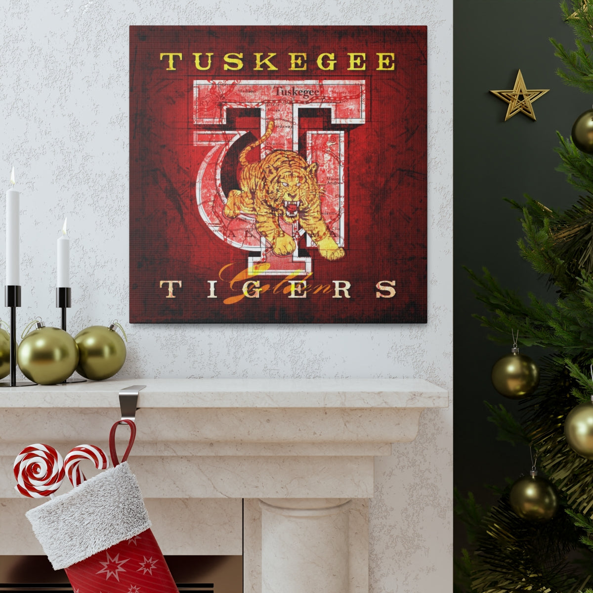 Tuskegee Golden Tigers Vintage Canvas Map