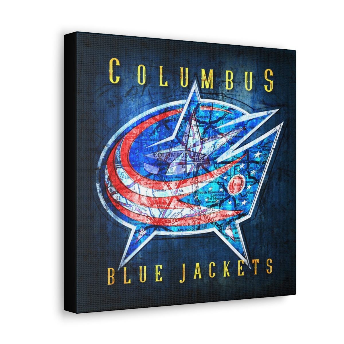 Columbus Blue Jackets Vintage Canvas Map